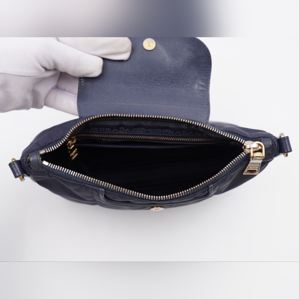 CB50 ❤️ PradaTessuto Nylon Saffiano Crossbody Bag Blue - Picture 12 of 14